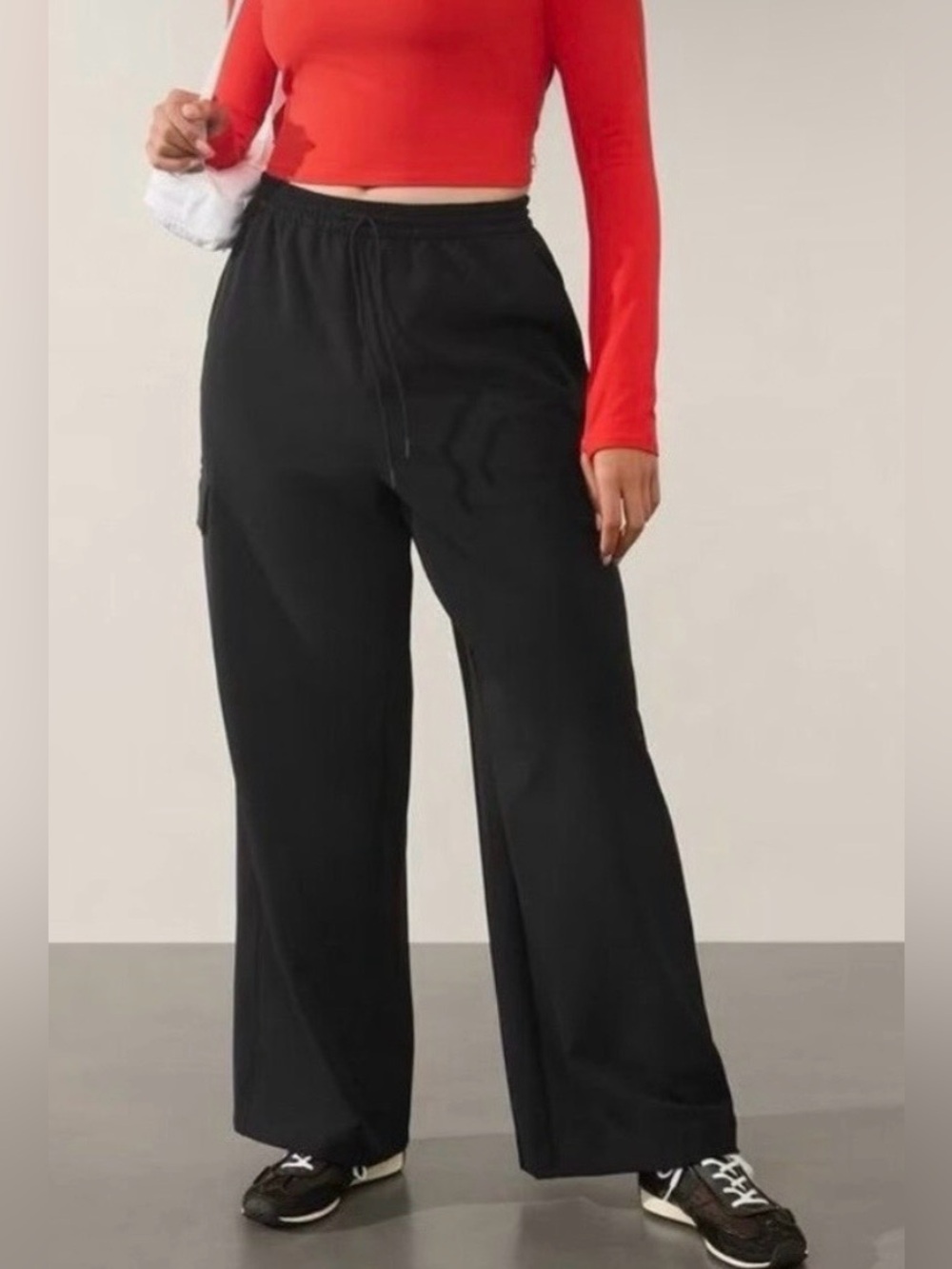 Athleta Promenade Cargo Pant Black Wide Leg Drawstring NWT S